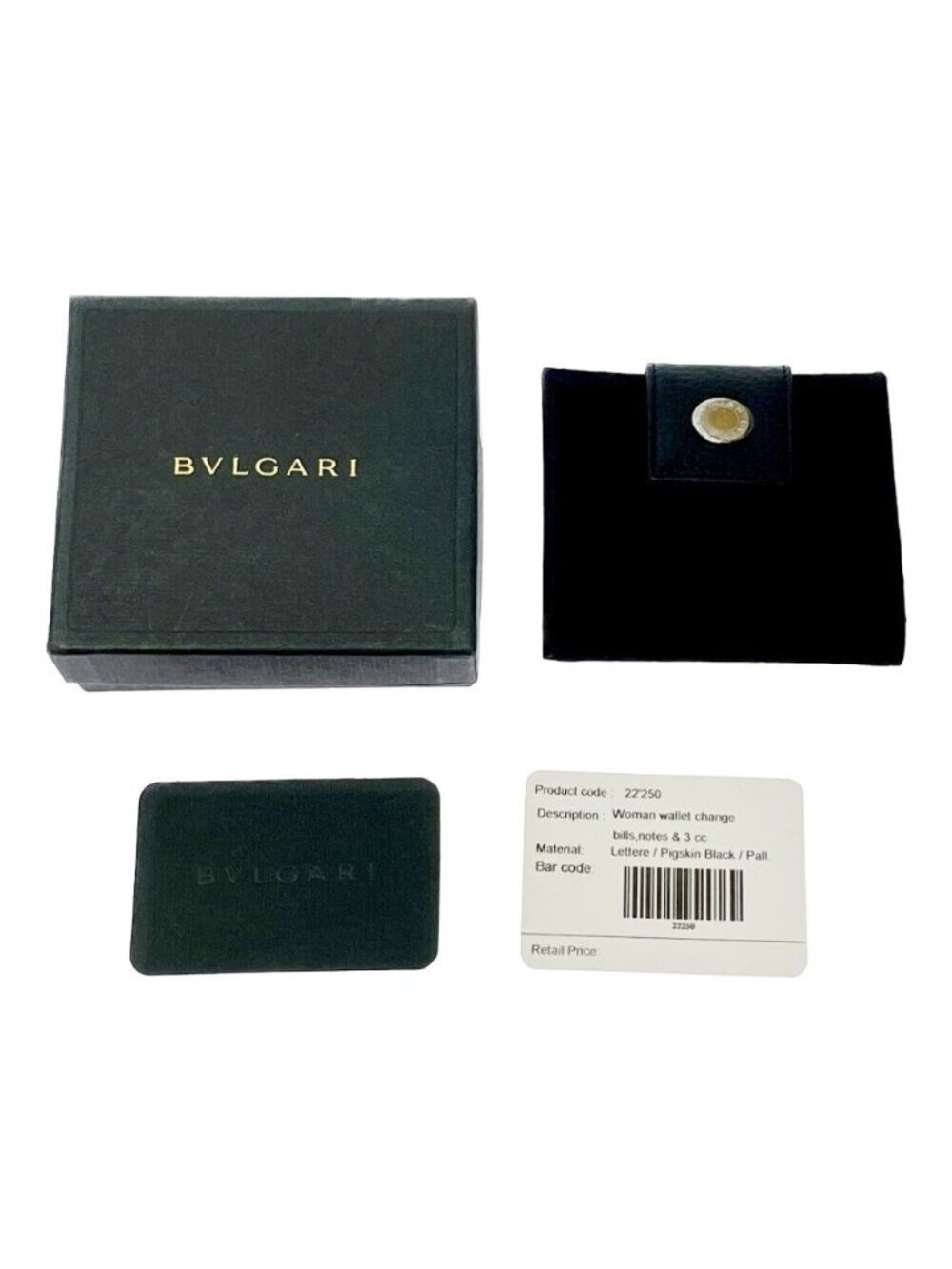 Bvlgari Canvas Leather Snap Logomania Bifold Wallet Black